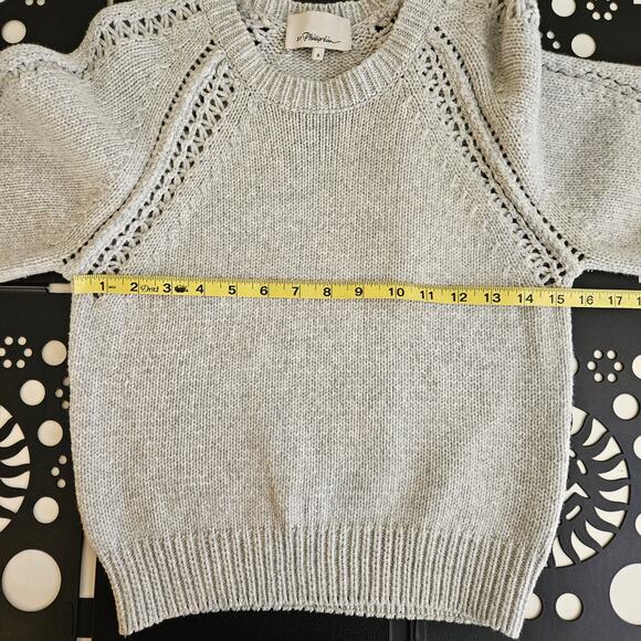 3.1 Phillip Lim Women's Gray Knit 3/4 Sleeve Sweater | Small | FLAWS - Picture 7 of 16